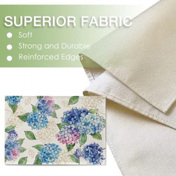 Seliem 봄 여름 꽃 꽃 Placemats 4 세트, 푸른 수국 잎 식탁 장소 매트, 계절 주방 장식 홈 인테리어 12x18 인치