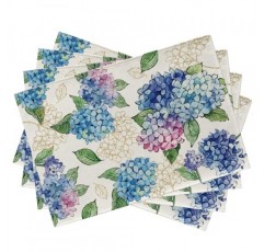 Seliem 봄 여름 꽃 꽃 Placemats 4 세트, 푸른 수국 잎 식탁 장소 매트, 계절 주방 장식 홈 인테리어 12x18 인치