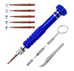 5-in-1 미니 드라이버, 안경 드라이버, 안경 수리 키트, 시계, 노트북, 전자 제품, 보석 등을 위한 자석 드라이버 세트(파란색)