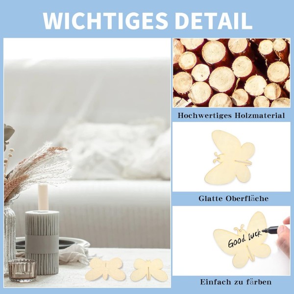 BEIMEIII 12 Pcs 3D 나무 나비 미완성 된 나무 나비 나무 나비 공예 새틴 리본으로 아이 그림 DIY 공예에 대 한 스티커