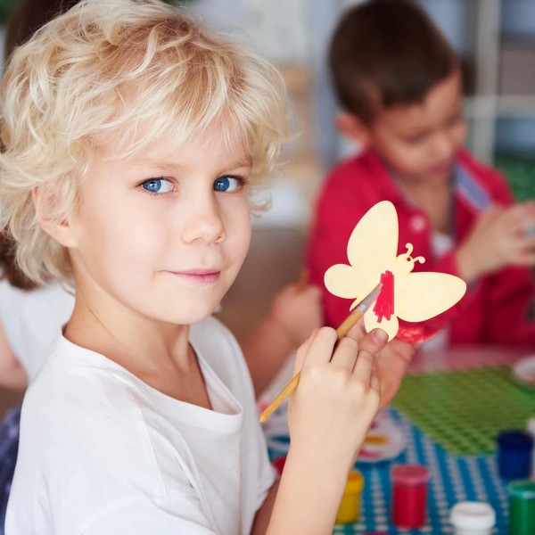 BEIMEIII 12 Pcs 3D 나무 나비 미완성 된 나무 나비 나무 나비 공예 새틴 리본으로 아이 그림 DIY 공예에 대 한 스티커