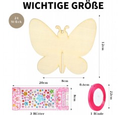 BEIMEIII 12 Pcs 3D 나무 나비 미완성 된 나무 나비 나무 나비 공예 새틴 리본으로 아이 그림 DIY 공예에 대 한 스티커