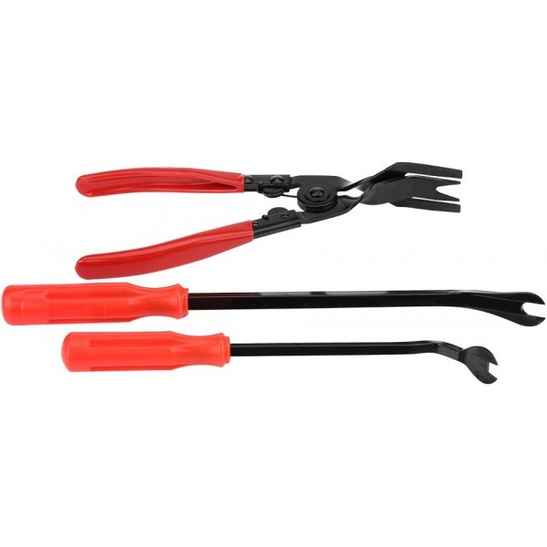 도어 트림 제거 플라이어-3Pcs 리벳 클립 플라이어 패스너 리무버 풀러 Pry Bar Tool Kit with Wide Nose Insulated Handle