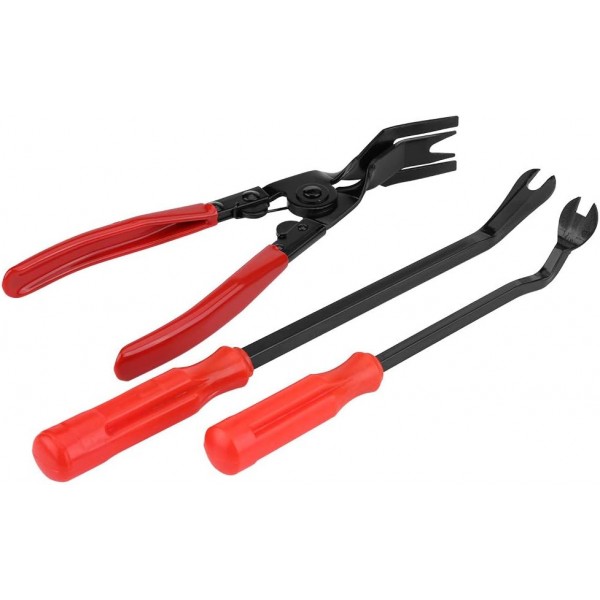 도어 트림 제거 플라이어-3Pcs 리벳 클립 플라이어 패스너 리무버 풀러 Pry Bar Tool Kit with Wide Nose Insulated Handle