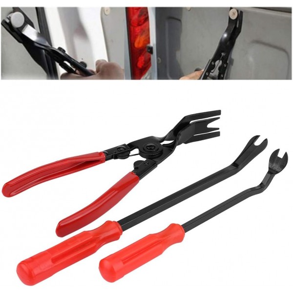 도어 트림 제거 플라이어-3Pcs 리벳 클립 플라이어 패스너 리무버 풀러 Pry Bar Tool Kit with Wide Nose Insulated Handle