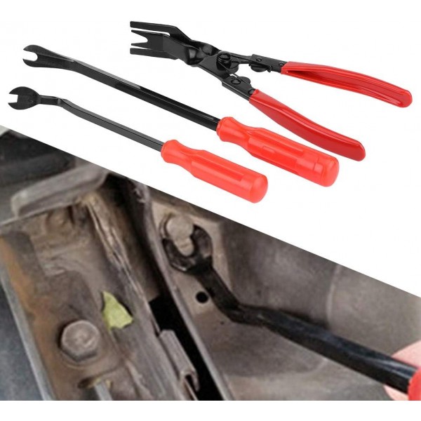 도어 트림 제거 플라이어-3Pcs 리벳 클립 플라이어 패스너 리무버 풀러 Pry Bar Tool Kit with Wide Nose Insulated Handle