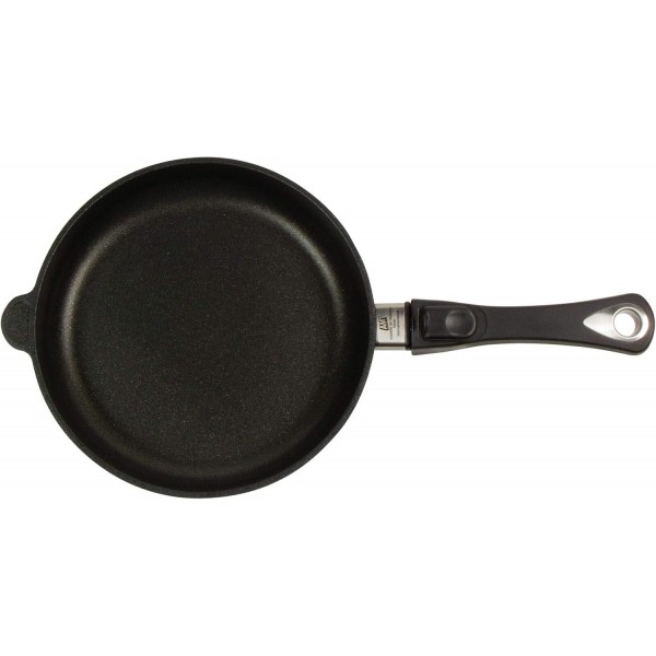 AMT 주철 팬, Ø 20 cm, 높이 5 cm, 탈착식 핸들, 주조 알루미늄(알루미늄), 무지방 튀김용 Lotan® 논스틱 코팅, AMZN-520-Z20B.