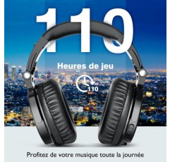 OneOdio 블루투스 헤드폰 80시간 재생 스테레오 헤드폰 HiFi 50mm 스피커 내장 마이크 CVC 8.0 헤드폰 무선 스마트폰 PC에 편리 노트북 프로 C 다크 블랙