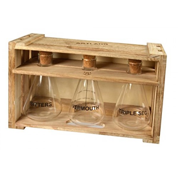 Artland Mixology 3피스 버무스, 트리플 섹, 비터스 10온스 디캔터 세트(코르크 마개 포함)