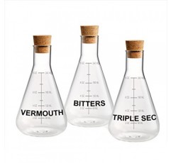 Artland Mixology 3피스 버무스, 트리플 섹, 비터스 10온스 디캔터 세트(코르크 마개 포함)