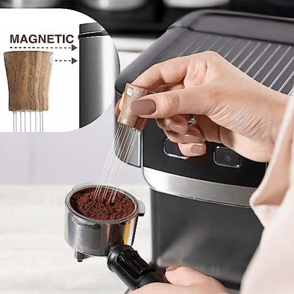 Creatomer WDT 도구 에스프레소 교반기 - 커피 유통업체 바리스타 도구 - 커피 액세서리 키트용 에스프레소 바늘 유통 도구 - 커피 애호가를 위한 호두나무 선물