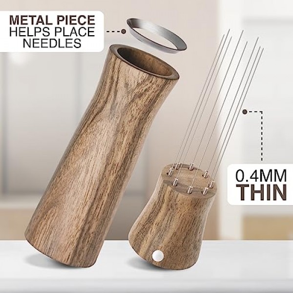 Creatomer WDT 도구 에스프레소 교반기 - 커피 유통업체 바리스타 도구 - 커피 액세서리 키트용 에스프레소 바늘 유통 도구 - 커피 애호가를 위한 호두나무 선물