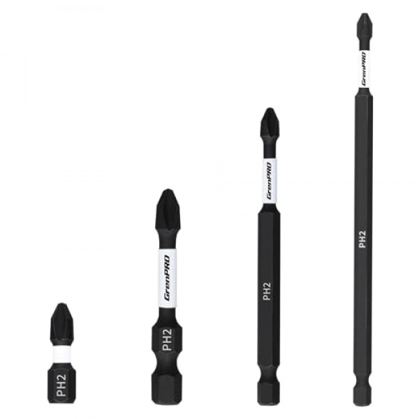 GrenPRO 스크루드라이빙 전원 비트 PH2-1IN+2IN+3.5IN+6IN 4개 자기 필립스 #2 인서트 비트 S2 강철 미끄럼 방지 긴 스크루드라이버 비트 세트 1/4인치 육각 섕크 임팩트 터프 나