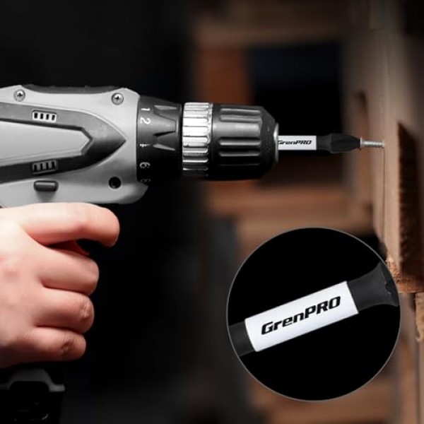 GrenPRO 스크루드라이빙 전원 비트 PH2-1IN+2IN+3.5IN+6IN 4개 자기 필립스 #2 인서트 비트 S2 강철 미끄럼 방지 긴 스크루드라이버 비트 세트 1/4인치 육각 섕크 임팩트 터프 나
