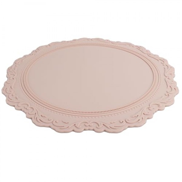 둥근 실리콘 플레이스매트 4개 세트, 13.38인치 두꺼운 유럽 스타일 미끄럼 방지 간편하고 깨끗한 테이블 플레이스 매트 장식