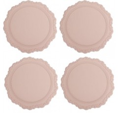 둥근 실리콘 플레이스매트 4개 세트, 13.38인치 두꺼운 유럽 스타일 미끄럼 방지 간편하고 깨끗한 테이블 플레이스 매트 장식