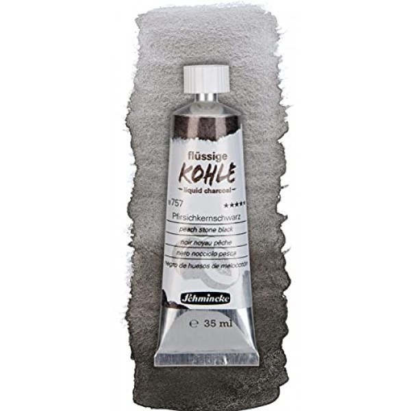Schmincke - 액체 차콜, 피치 스톤 블랙, 35ml, 18 757 009, 목탄 페인팅, 목탄 드로잉 및 언더페인팅용, 완전 채식