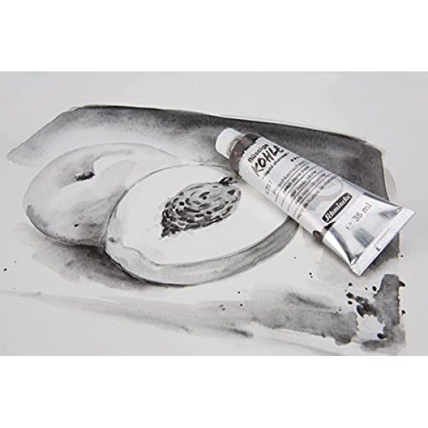 Schmincke - 액체 차콜, 피치 스톤 블랙, 35ml, 18 757 009, 목탄 페인팅, 목탄 드로잉 및 언더페인팅용, 완전 채식