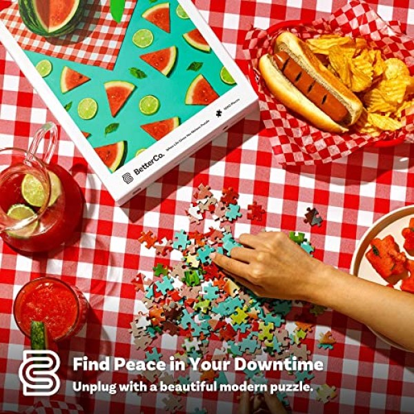 BetterCo. 인생이 당신에게 멜론 퍼즐을 줄 때 - 여름 수박 피크닉 퍼즐 - 성인을 위한 1000피스 직소 퍼즐