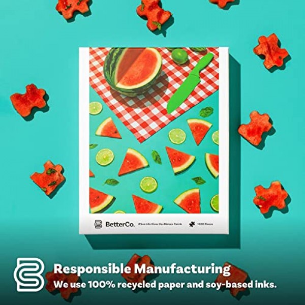 BetterCo. 인생이 당신에게 멜론 퍼즐을 줄 때 - 여름 수박 피크닉 퍼즐 - 성인을 위한 1000피스 직소 퍼즐
