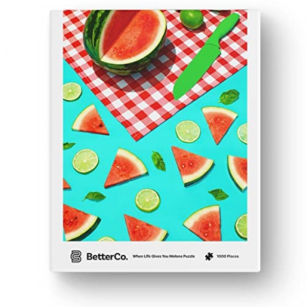 BetterCo. 인생이 당신에게 멜론 퍼즐을 줄 때 - 여름 수박 피크닉 퍼즐 - 성인을 위한 1000피스 직소 퍼즐