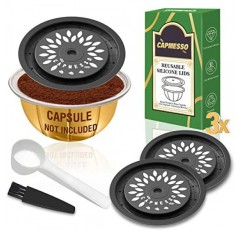 재사용 가능한 네스프레소 포드용 CAPMESSO 재사용 가능한 커피 캡슐 뚜껑 Vertuo, 스쿠프와 브러시가 포함된 모든 크기의 리필 가능한 Vertuo 포드용 식품 등급 실리콘 캡(