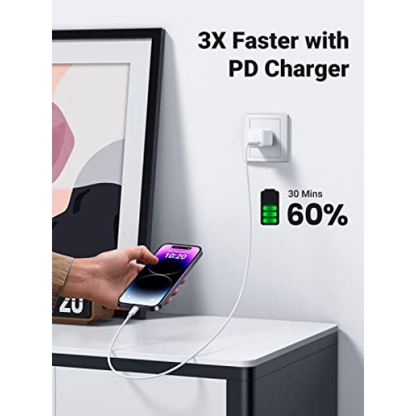 UGREEN USB C-라이트닝 케이블 - 3FT MFi 인증 PD 고속 충전 라이트닝 코드 iPhone 14/14 Pro, iPhone 13/13 Pro, iPhone 12/12 Pro, iPhone 11, MacBook, iPad, AirPods Pro와 호환 가능