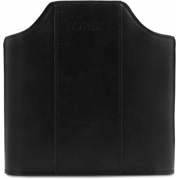 Londo 가죽 리모콘 오거나이저 및 홀더, 태블릿 컴파트먼트 포함, 리모콘 홀더 - 다기능 스토리지(블랙) & 빈 가죽 주머니 - Vide Poche - 가죽 트레이 오거나이저
