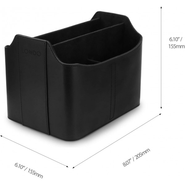 Londo 가죽 리모콘 오거나이저 및 홀더, 태블릿 컴파트먼트 포함, 리모콘 홀더 - 다기능 스토리지(블랙) & 빈 가죽 주머니 - Vide Poche - 가죽 트레이 오거나이저