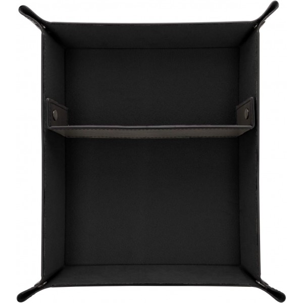 Londo 가죽 리모콘 오거나이저 및 홀더, 태블릿 컴파트먼트 포함, 리모콘 홀더 - 다기능 스토리지(블랙) & 빈 가죽 주머니 - Vide Poche - 가죽 트레이 오거나이저