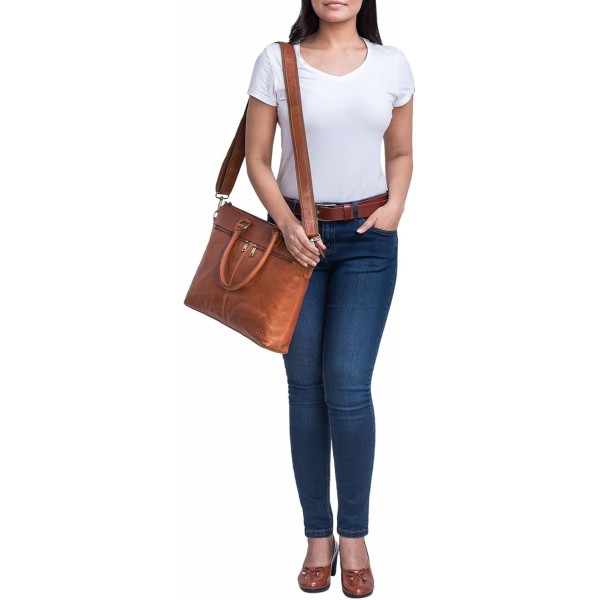 STILORD 'Bailey' 비즈니스 노트북 가방 가죽 15인치 대형 업무용 사무실 회의 빈티지 노트북 가방 숄더백 트롤리 부착 가능, 색상:텍사스 - 브라운