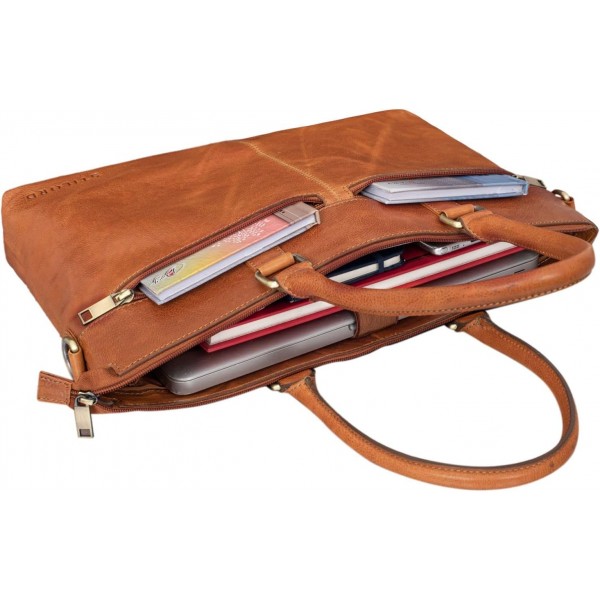 STILORD 'Bailey' 비즈니스 노트북 가방 가죽 15인치 대형 업무용 사무실 회의 빈티지 노트북 가방 숄더백 트롤리 부착 가능, 색상:텍사스 - 브라운