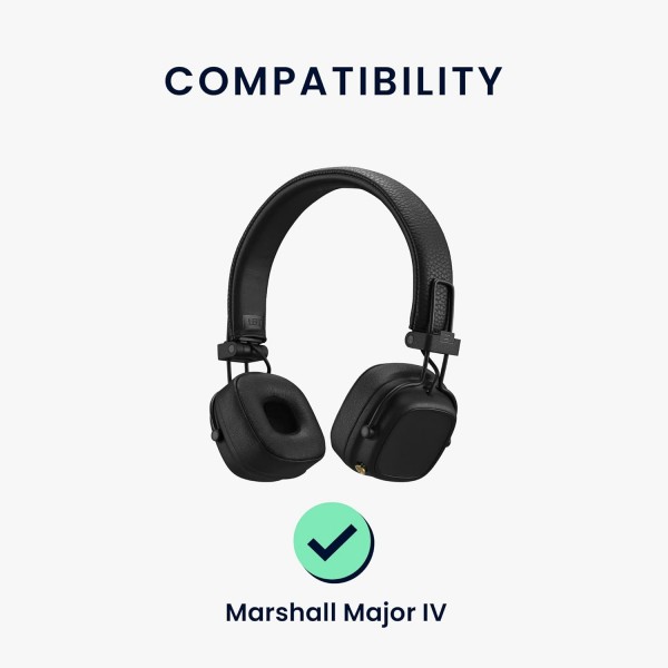 Marshall Major IV/Major 4 패드와 호환되는 kwmobile 2X 이어 패드 - 오버이어 헤드폰용 합성 가죽 헤드폰 패드 블랙