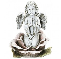 Roman Inc.의 요셉 스튜디오, 장미 속에 무릎을 꿇은 천사, 정원 컬렉션, 종교 조각상, 성가족, 기념관, 천사, 수호성인, 정원 장식(11x9x9)