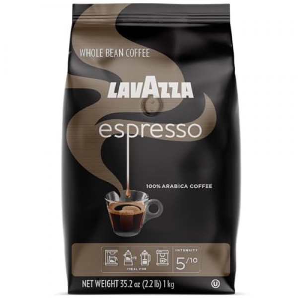 Lavazza Espresso 홀빈 커피 블렌드, 미디엄 로스팅, 2.2파운드 백(포장은 다를 수 있음) 프리미엄 품질, 비 GMO, 100% 아라비카, 리치 바디