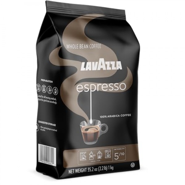Lavazza Espresso 홀빈 커피 블렌드, 미디엄 로스팅, 2.2파운드 백(포장은 다를 수 있음) 프리미엄 품질, 비 GMO, 100% 아라비카, 리치 바디