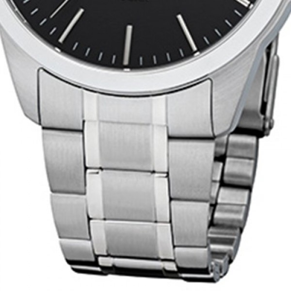 REGENT 남성용 아날로그 쿼츠 시계, 스테인리스 스틸 스트랩 11150644, 실버/블랙, 팔찌