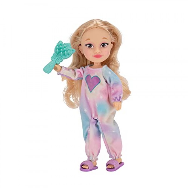 Nastya처럼 My BFF Nastya Doll Dressed in Pajamas; Onesie 잠옷, 슬리퍼, 머리빗, 머리띠 액세서리가 있는 8인치 인형