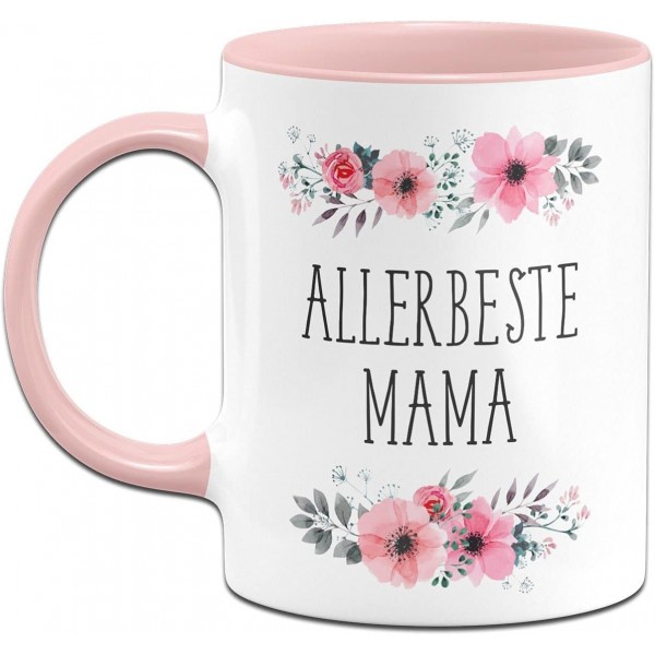 머그 증류소 오리지널 - 어머니에게 꽃을 선물로 드리는 Best Mom(핑크, 마마) Mama Rosa라고 적힌 머그