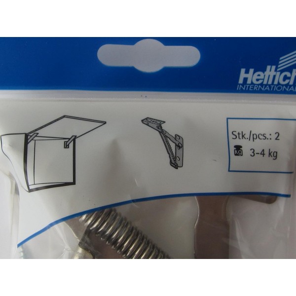 Hettich 플랩 피팅, Lift Junior 플랩 지지대, 75°, 400 x 600mm, 니켈 도금 강철, 1쌍, 62550, 89242