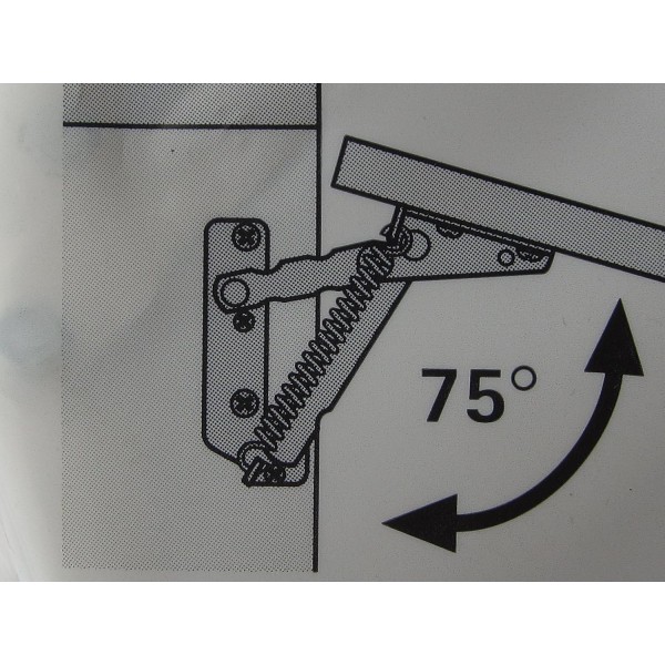 Hettich 플랩 피팅, Lift Junior 플랩 지지대, 75°, 400 x 600mm, 니켈 도금 강철, 1쌍, 62550, 89242