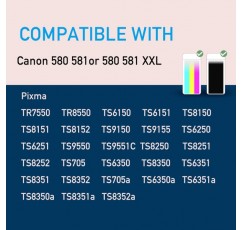 akaca PGI-580XXL CLI-581XXL 잉크 카트리지 Canon 580 581 XXL과 호환 가능(검정 3개, 사진 3개, 시안 3개, 마젠타 3개, 노랑 3개)