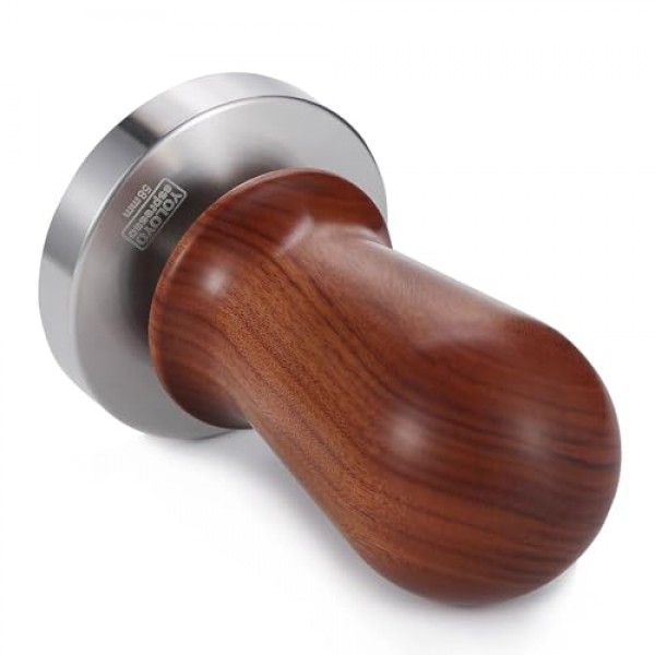 YOLOYO 53mm 에스프레소 탬퍼, 30파운드 일정한 압력의 커피 탬퍼, 에스프레소 머신용으로 보정된 탬퍼 54mm 브레빌, 플랫 스테인레스 스틸 베이스가 있는 스프링 장착 탬