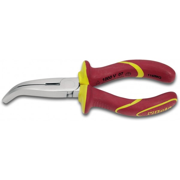 Beta 1164MQ160 - 구부러진 턱이 있는 플랫 노즈 플라이어, 길이가 매우 깁니다.