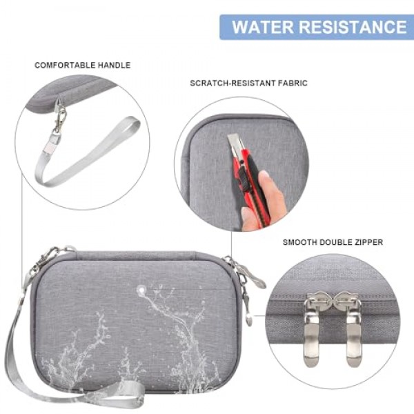 Kodak 스텝 컬러 인스턴트 포토 프린터용 하드 운반 케이스, 무선 Bluetooth 휴대용 스마트폰 프린터, USB 케이블용 메쉬 포켓, Zink 포토 용지, 회색