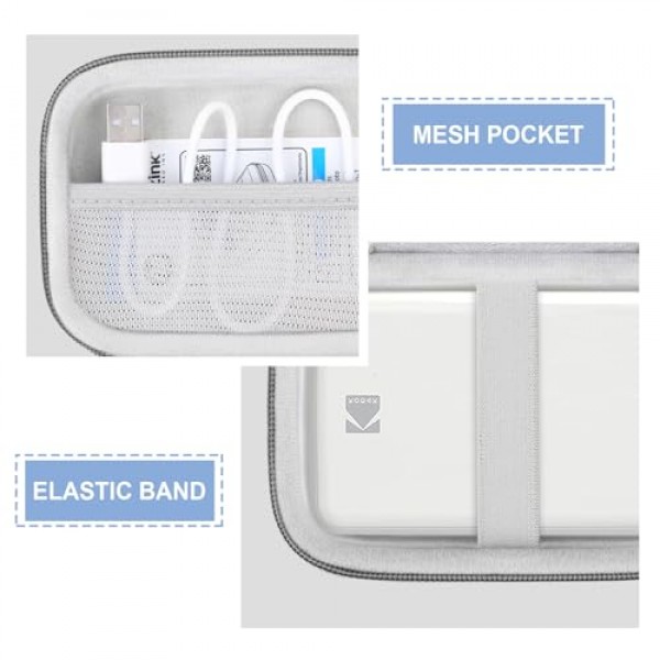 Kodak 스텝 컬러 인스턴트 포토 프린터용 하드 운반 케이스, 무선 Bluetooth 휴대용 스마트폰 프린터, USB 케이블용 메쉬 포켓, Zink 포토 용지, 회색