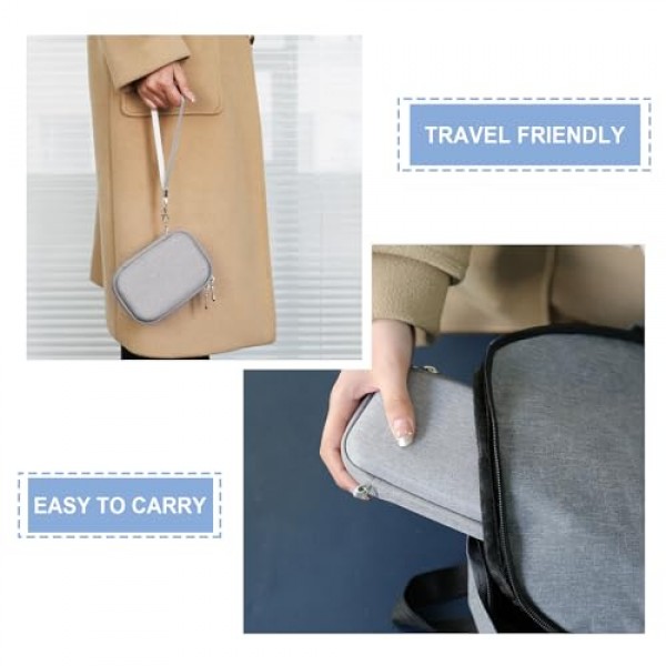 Kodak 스텝 컬러 인스턴트 포토 프린터용 하드 운반 케이스, 무선 Bluetooth 휴대용 스마트폰 프린터, USB 케이블용 메쉬 포켓, Zink 포토 용지, 회색