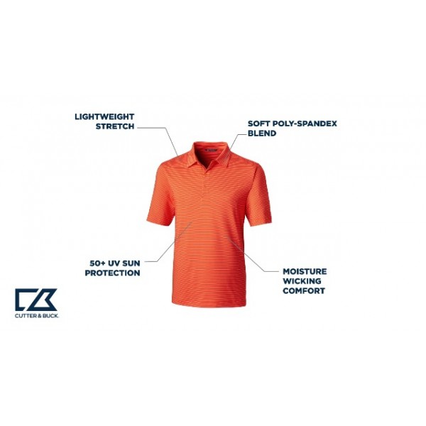 커터 앤 벅 남성 모이스처 위킹 UPF Drytec Forge 펜슬 스트라이프 폴로 셔츠