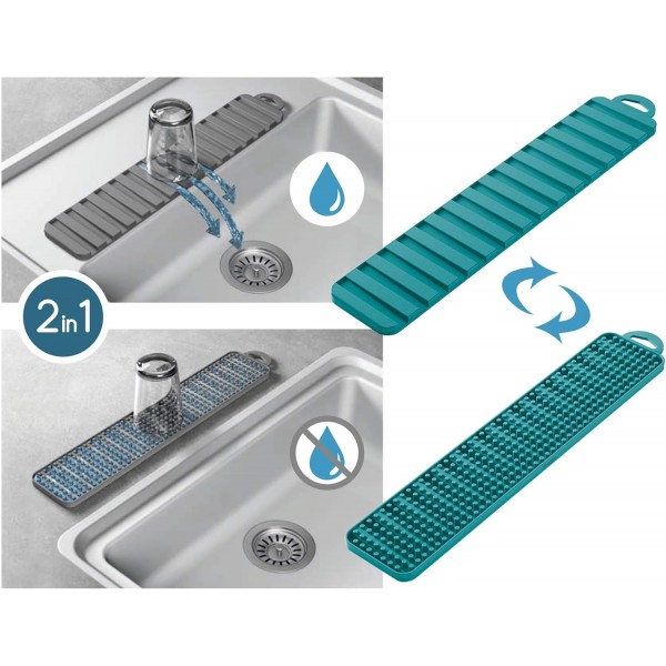 Metaltex 320485002 Gravity Slim 배수 매트 청록색, 40x8 cm