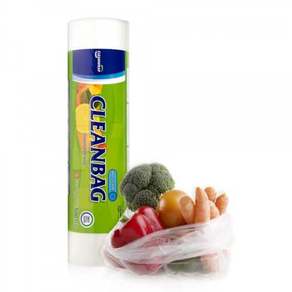 CLEANWRAP 식품 보관 롤백 (13.78 * 17.71-500 PCS) | 식품 비닐 봉투, 미니 비닐 봉투, 플라스틱 빵 봉투, 롤 비닐 봉투, 플라스틱 생산 가방